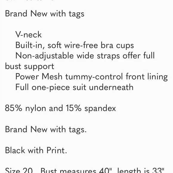 NWT Swimsuits For All Tie Front Vneck Swimdress Floral print - Picture 6 of 6